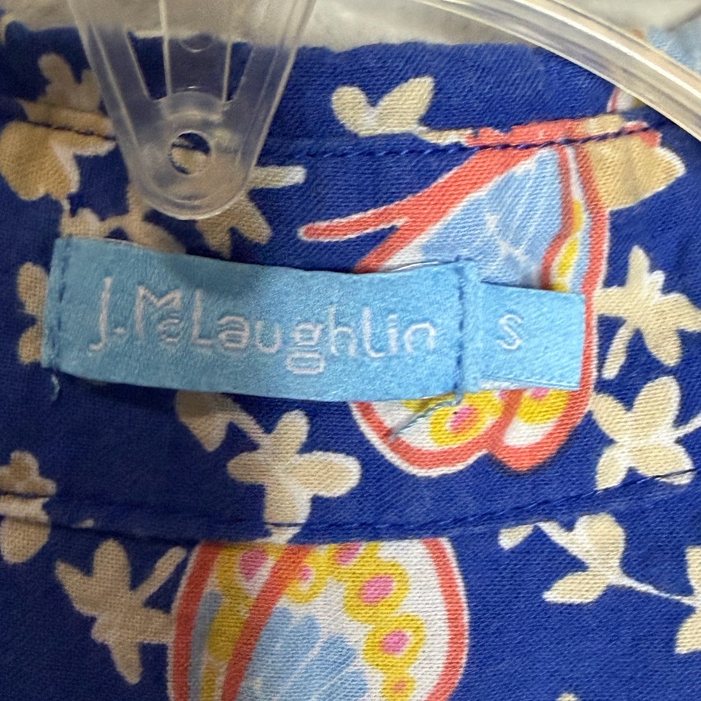 J. McLaughlin Lois Button-Up Shirt Small Blue Butterfly Pattern Floral Casual - Picture 4 of 6